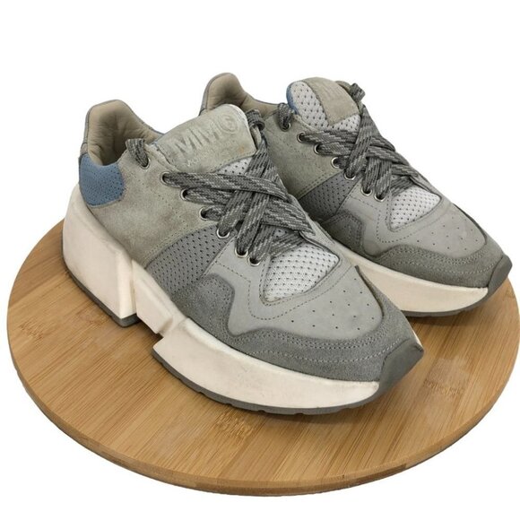 MM6 Maison Margiela Classic Chunky Platform Suede Sneakers Grey Blue Multi 5.5 - Picture 3 of 16